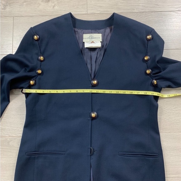 Pierre Balmain Vintage Navy Blue Wool Blazer Skirt Set - Picture 11 of 16